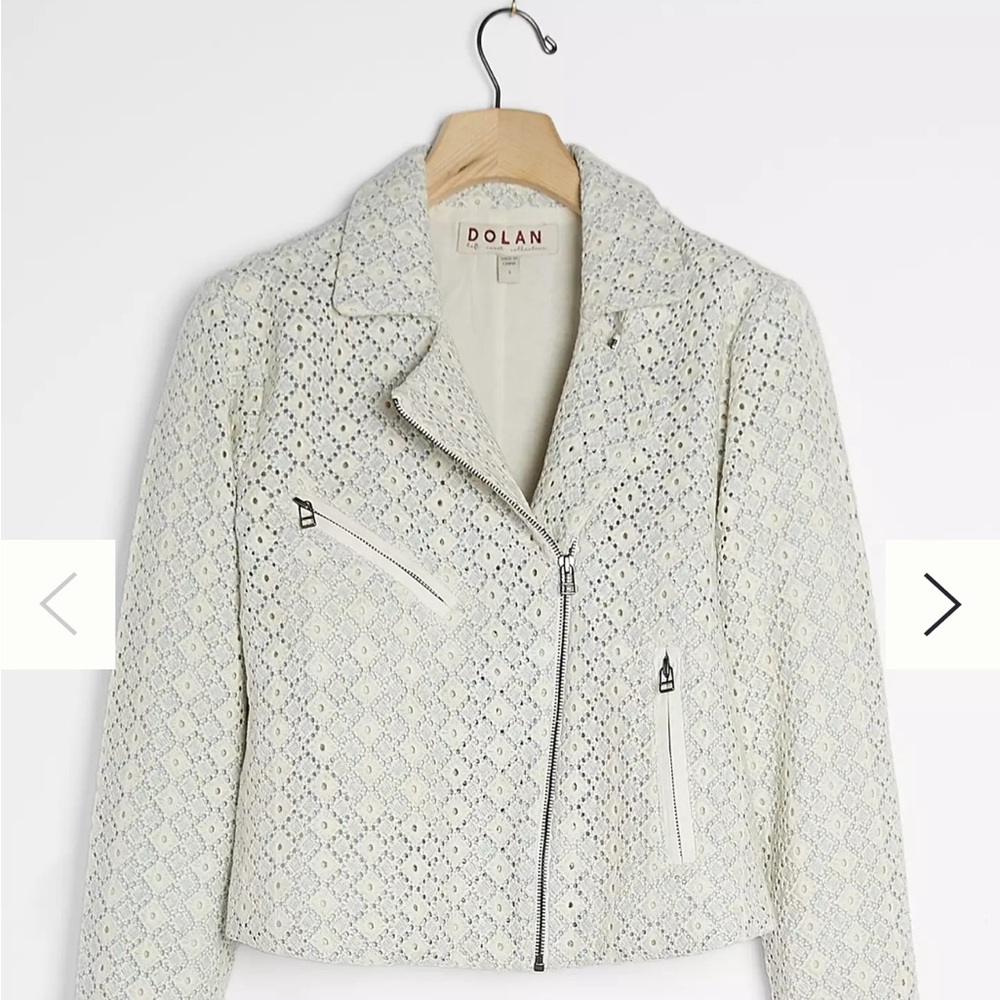 Dolan Cream Leather Moto Jacket with Asymmetrical Zipper